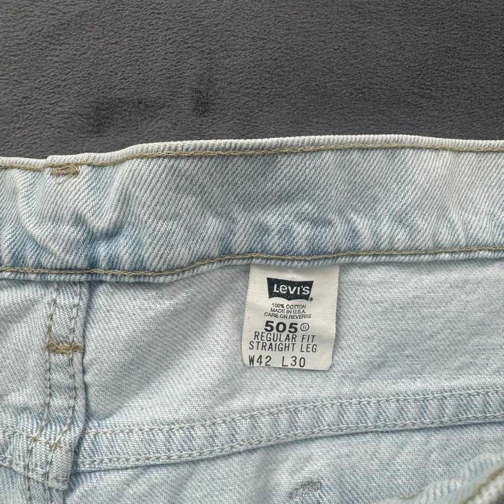 Vintage Levis 505 Orange Tab Jeans Men 42x30 Light Wash Straight Leg Made in USA